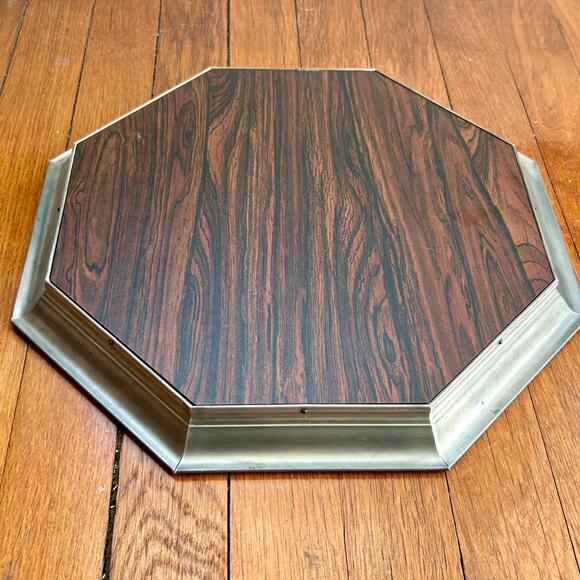 Vintage 60s Gotham Pewter and Formica Octagon Cocktail Tray MCM Mad Men Bar Tray - Picture 3 of 14